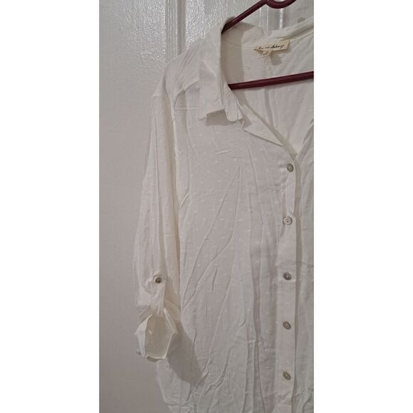 Jane Delancey Women Plus Size 2xl  Swiss Dot White Tab Sleeve SOFT Shirt Blouse - Picture 4 of 11